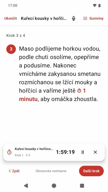 Režim Vařím krok za krokem