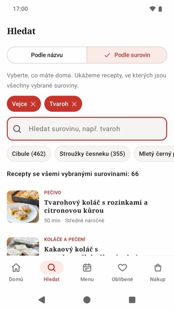 Hledání podle surovin
